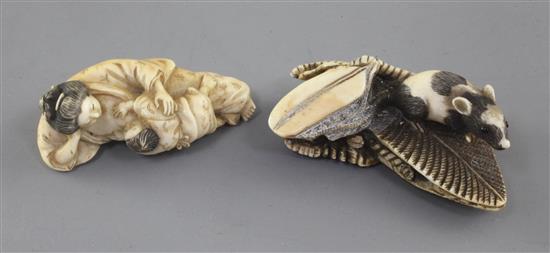 Two Japanese ivory netsuke, 19th century, length 5.7cm